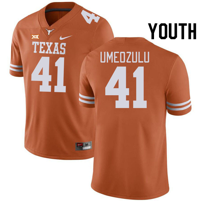 Youth #41 Ziky Umeozulu Texas Longhorns College Football Jerseys Stitched-Orange